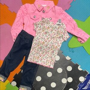 Pink Jacket and Floral Outfit Set